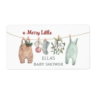 Etiqueta Ropa de Navidad para Baby Shower Alegre