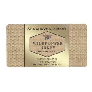 Etiqueta Ropa rústica vintage marca de tarro de miel de abe