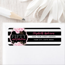 Rosa 50 y Fabulosa Banda Floral Negra y Blanca