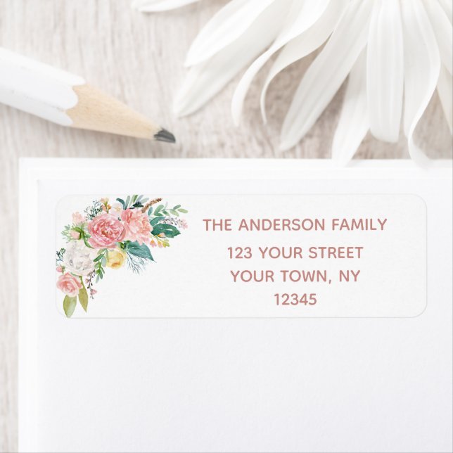 Etiqueta Rosa acuarela Purpurina rosa dorado Dieciséis (In situ)