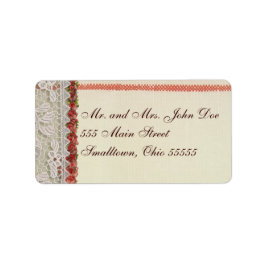 Etiqueta Rosa antiguo Lace Rústico Rojo Victorilap