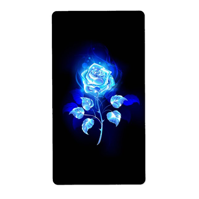 Etiqueta Rosa azul en llamas (Frente)