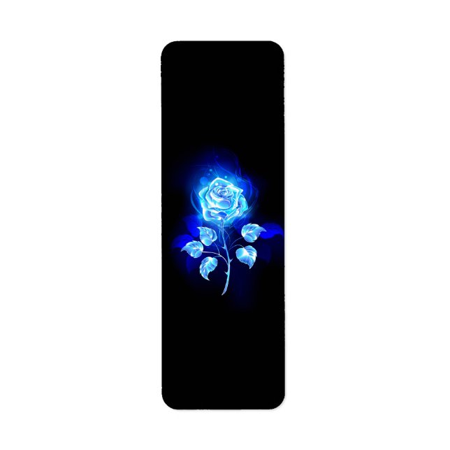 Etiqueta Rosa azul en llamas (Frente)