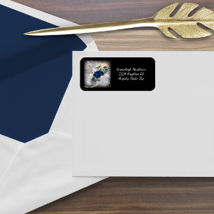 Etiqueta Rosa azul oscuro victoriano Ephemera