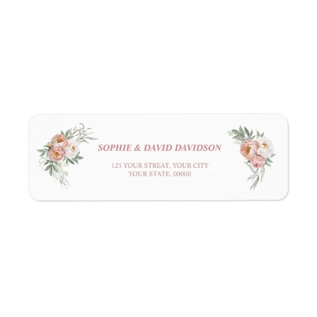 Etiqueta Rosa blanco  Floral Gold Greenery Boda (Frente)