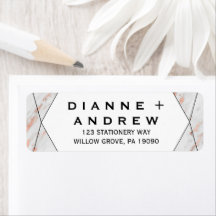 Rosa Boda de mármol geométrico de oro