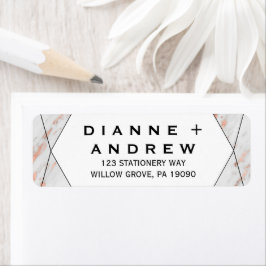 Etiqueta Rosa Boda de mármol geométrico de oro