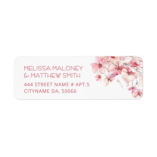 Etiqueta Rosa Boho Floral Blanco | Boda (Frente)