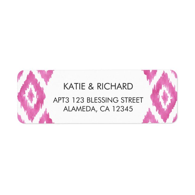 Etiqueta Rosa Caliente Ikat (Frente)