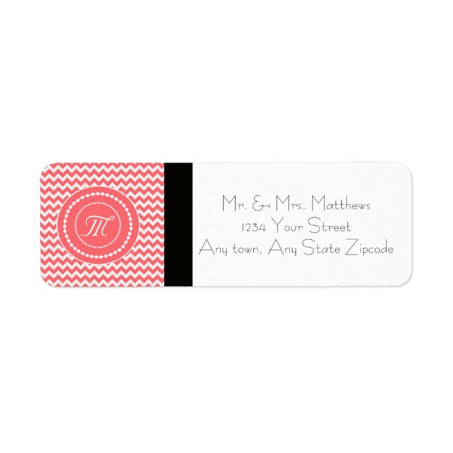 Etiqueta Rosa Chevron Monogramado (Frente)