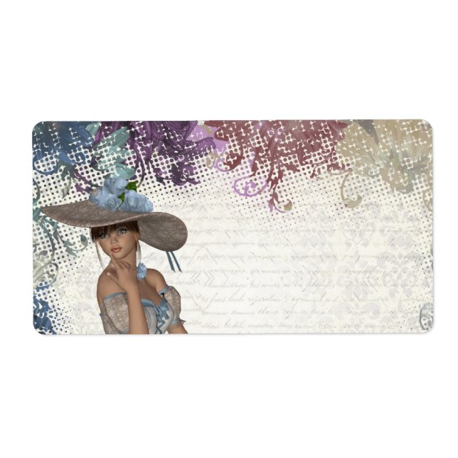 Etiqueta Rosa  chica romántica (Frente)