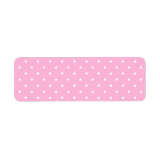 Etiqueta Rosa con pequeñas estrellas blancas. Personalizado