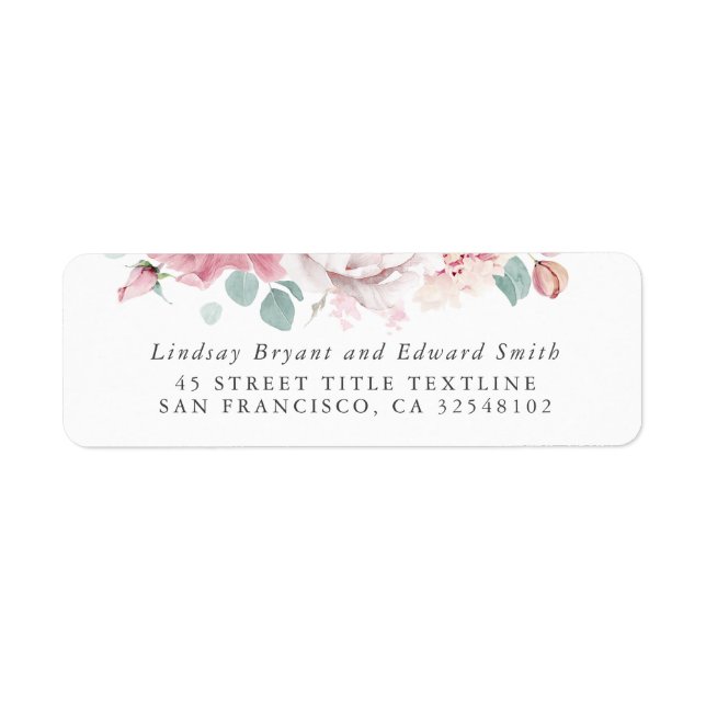 Etiqueta Rosa de Boda floral dura (Frente)