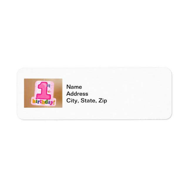 Etiqueta rosa de cumpleaños 1 en la puerta (Frente)