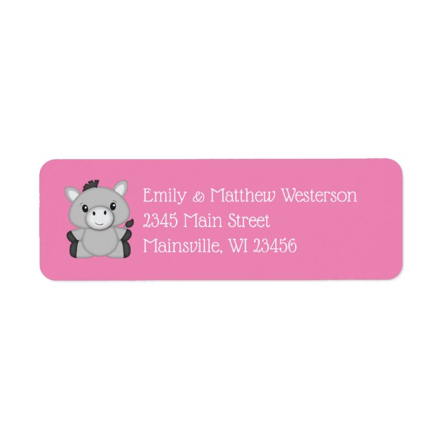 Etiqueta Rosa de Donkey Baby Shower (Frente)