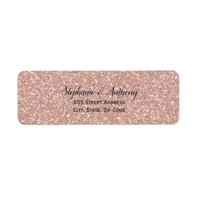 Etiqueta Rosa de Faux Purpurina de oro Boda (Frente)