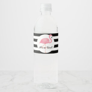 Etiqueta rosa de frasco de agua de Flamingo
