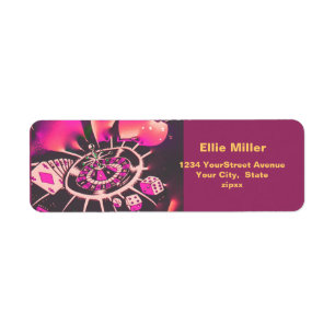 Etiqueta Rosa de juego del tema del casino