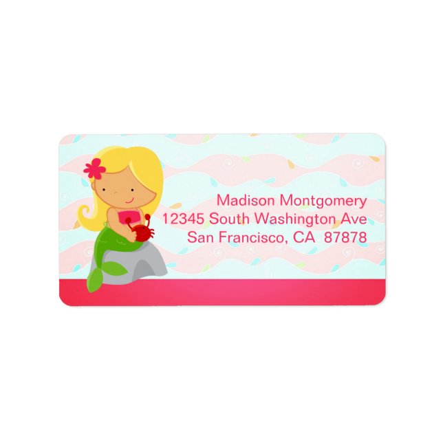 Etiqueta Rosa de la sirena moderna (Frente)