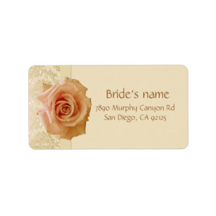 Etiqueta Rosa de lujo Gold Victorian Damask Address