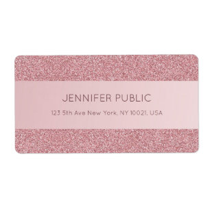 Etiqueta Rosa de moda Purpurina Gold Elegante Envío de plan