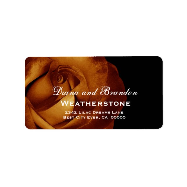 Etiqueta Rosa de oro Boda A002 (Frente)