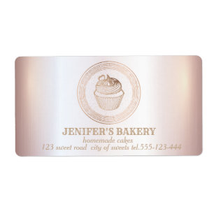Etiqueta Rosa de oro Pasteles caseros y empaque de dulces