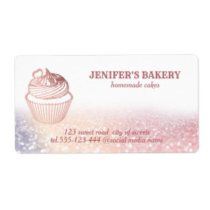 Etiqueta Rosa de oro Pasteles caseros y empaque de dulces