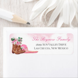 Etiqueta Rosa de Sombrero Rosado Floral Charra/Regreso de V
