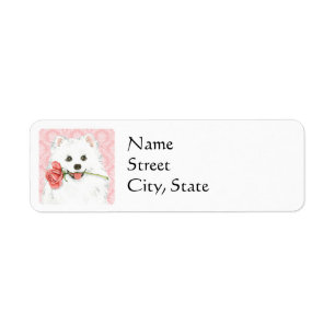 Etiqueta Rosa de Valentine americano Eskimo Dog