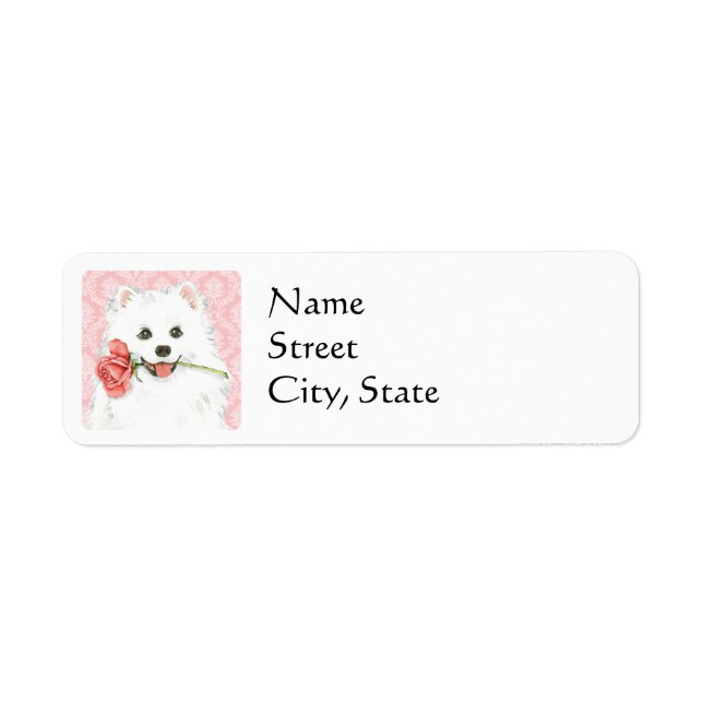 Etiqueta Rosa de Valentine americano Eskimo Dog (Frente)