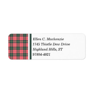 Etiqueta Rosa de Wallace del clan y tartán resistido verde