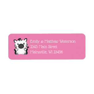Etiqueta Rosa de zebra Baby Shower
