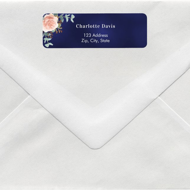 Etiqueta Rosa dorado rosa azul marino dirección de devoluci (Subido por el creador)