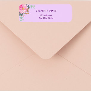 Etiqueta Rosa floral de lila rosa dirección de devolución 