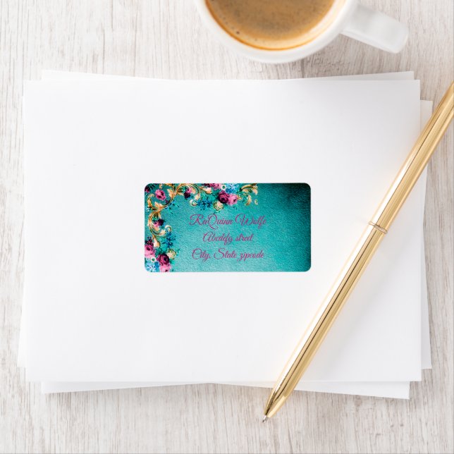 Etiqueta Rosa floral victoriano elegante (In situ)