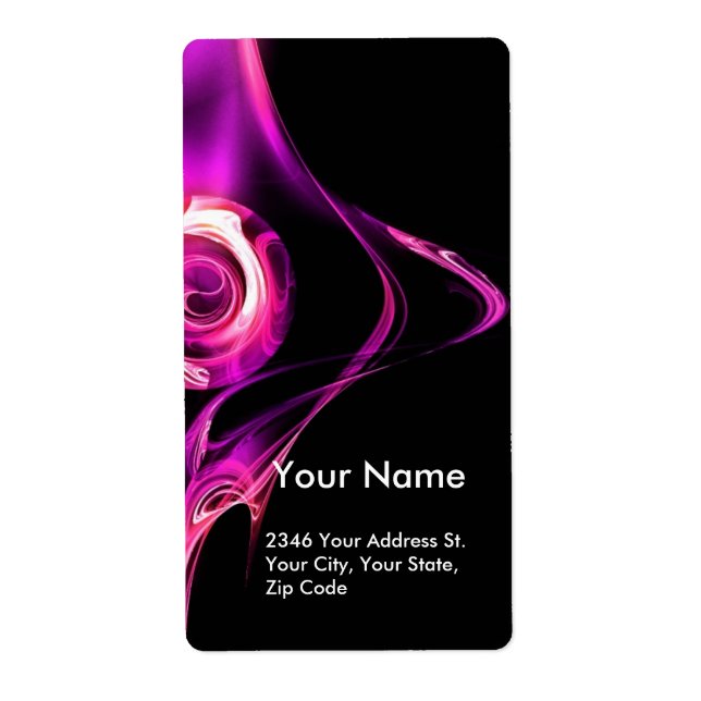 Etiqueta Rosa FRACTAL 1 Blanco Violeta Rosa (Frente)