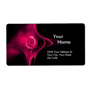 Etiqueta Rosa FRACTAL 1 Negro de fucsia rosa