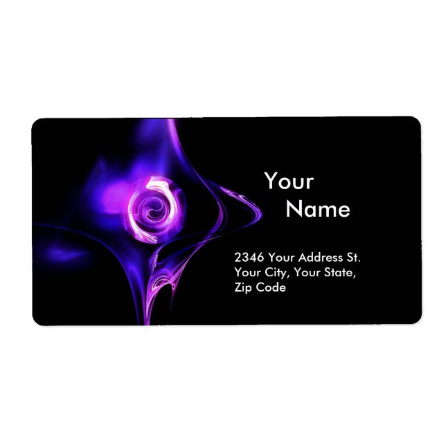 Etiqueta Rosa FRACTAL 1 negro rosa azul morado (Frente)