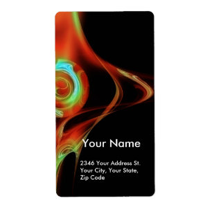 Etiqueta Rosa FRACTAL 1 Negro Verde Rojo