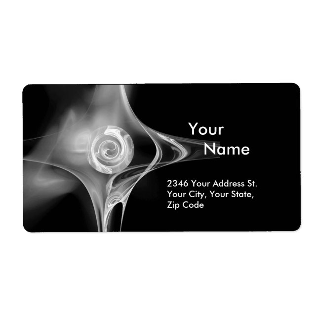 Etiqueta Rosa FRACTAL 1 Negro Y Blanco (Frente)