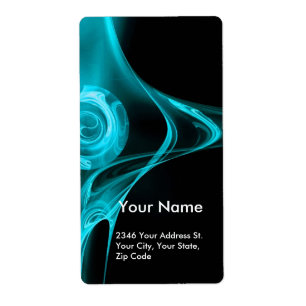 Etiqueta Rosa FRACTAL 1 Turquase azul negro