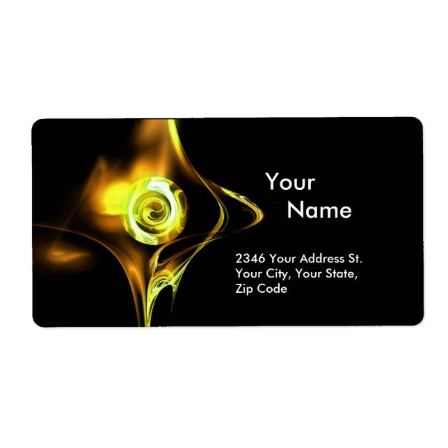 Etiqueta Rosa FRACTAL 1Negro verde amarillo (Frente)