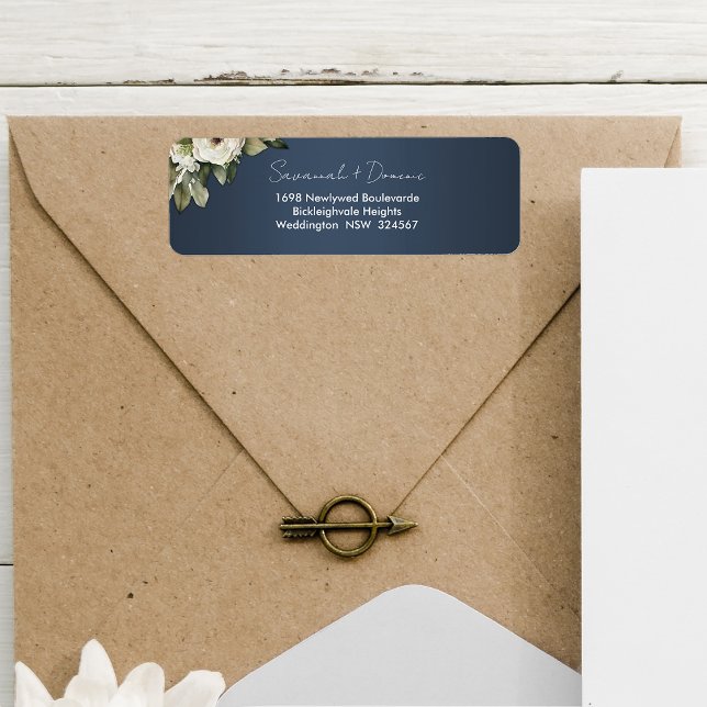 Etiqueta Rosa Garland Boho Dusty Blue Boda (Subido por el creador)