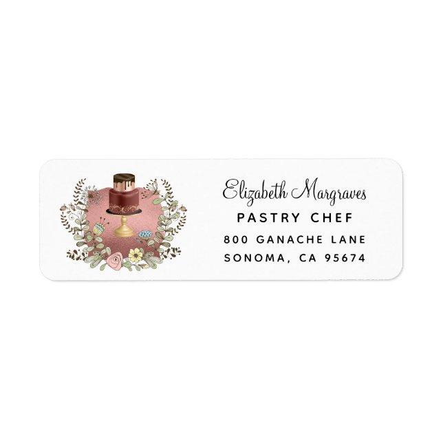 Etiqueta Rosa Gold Baker Bakery Pastry Chef (Frente)