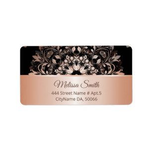 Etiqueta Rosa Gold Black Floral Mandala