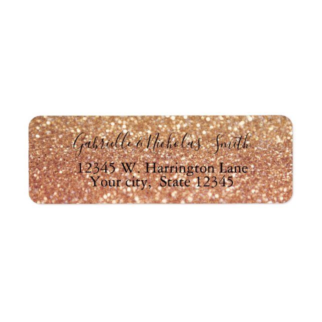 Etiqueta Rosa Gold Glitzy Bokeh (Frente)