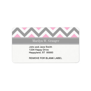 Etiqueta Rosa Gris Oscuro Blanco LG Chevron Gris Monograma