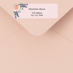 Etiqueta Rosa lavanda dorado rosa dirección de devolución 