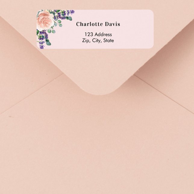 Etiqueta Rosa lavanda dorado rosa dirección de devolución  (Subido por el creador)